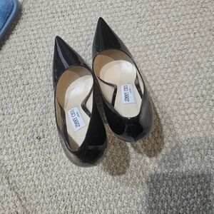 Jimmy Choo Black Patent Leather Women's Shoes ,Heel -85mm